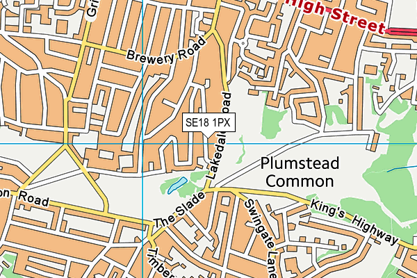 SE18 1PX map - OS VectorMap District (Ordnance Survey)