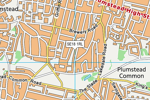 SE18 1RL map - OS VectorMap District (Ordnance Survey)
