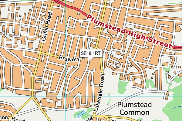 SE18 1RT map - OS VectorMap District (Ordnance Survey)