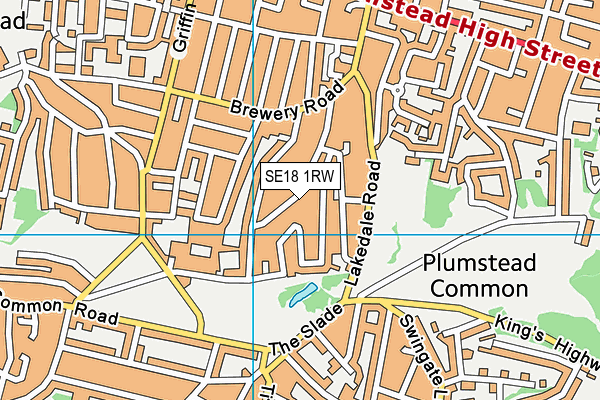 SE18 1RW map - OS VectorMap District (Ordnance Survey)