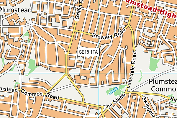 SE18 1TA map - OS VectorMap District (Ordnance Survey)