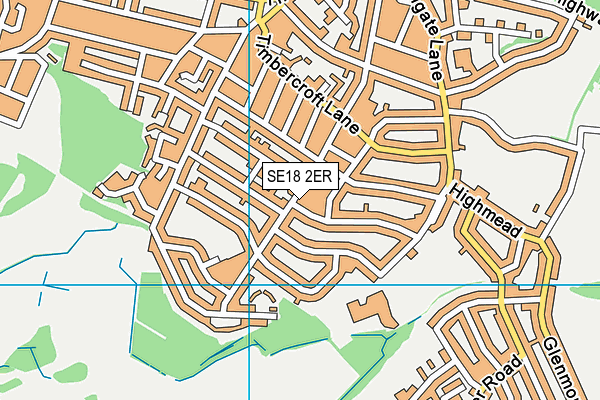 SE18 2ER map - OS VectorMap District (Ordnance Survey)