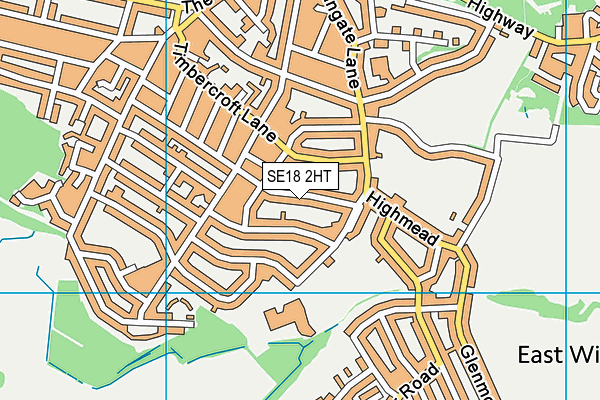 SE18 2HT map - OS VectorMap District (Ordnance Survey)