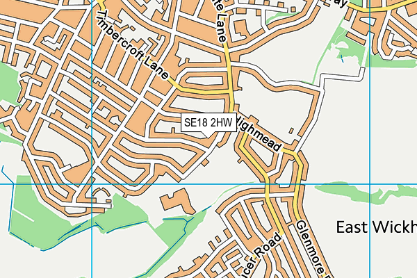 SE18 2HW map - OS VectorMap District (Ordnance Survey)