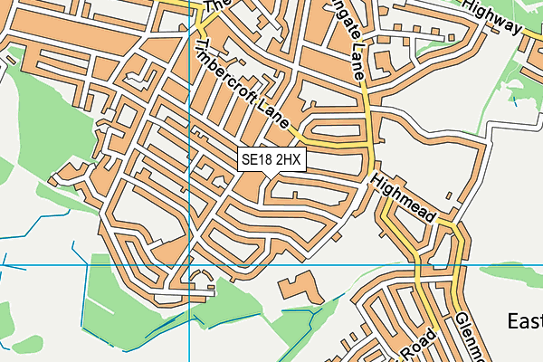 SE18 2HX map - OS VectorMap District (Ordnance Survey)