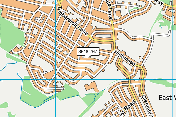 SE18 2HZ map - OS VectorMap District (Ordnance Survey)