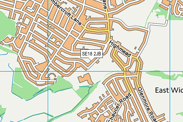 SE18 2JB map - OS VectorMap District (Ordnance Survey)