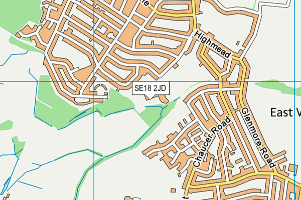 Rose Cottage Playing Fields map (SE18 2JD) - OS VectorMap District (Ordnance Survey)