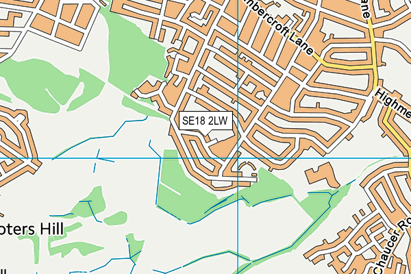 SE18 2LW map - OS VectorMap District (Ordnance Survey)