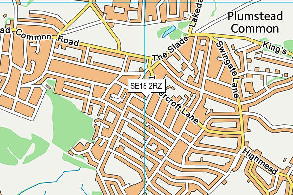 SE18 2RZ map - OS VectorMap District (Ordnance Survey)