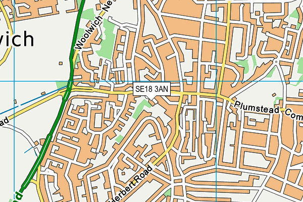 SE18 3AN map - OS VectorMap District (Ordnance Survey)