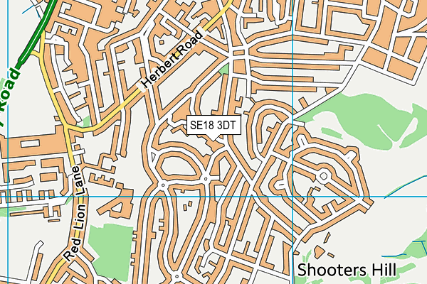 SE18 3DT map - OS VectorMap District (Ordnance Survey)