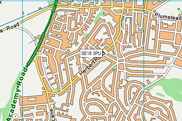 SE18 3PU map - OS VectorMap District (Ordnance Survey)