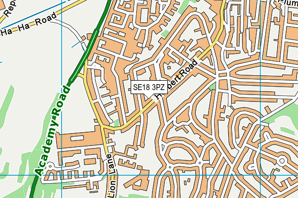 SE18 3PZ map - OS VectorMap District (Ordnance Survey)