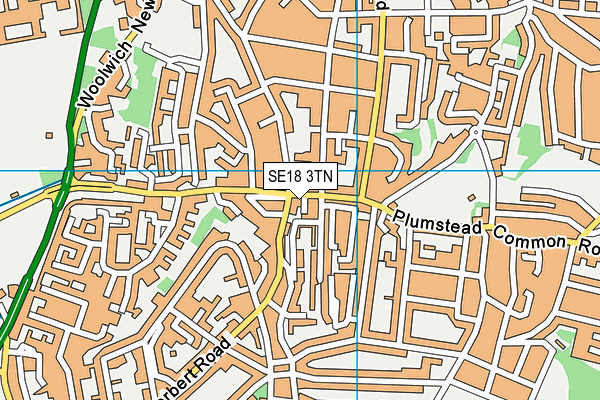 SE18 3TN map - OS VectorMap District (Ordnance Survey)