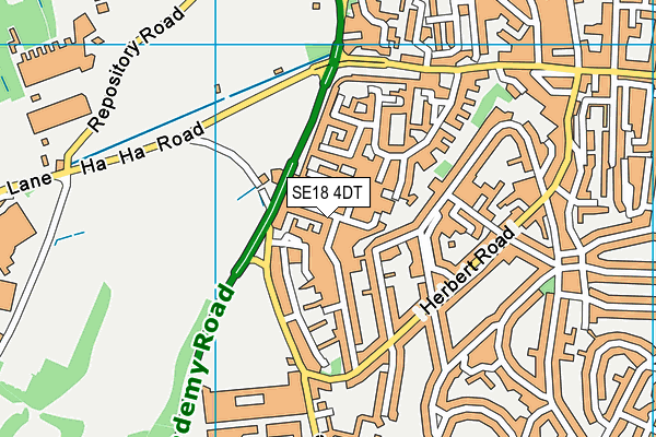 SE18 4DT map - OS VectorMap District (Ordnance Survey)