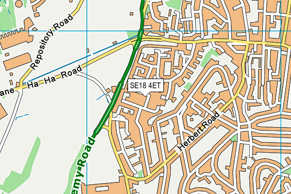 SE18 4ET map - OS VectorMap District (Ordnance Survey)