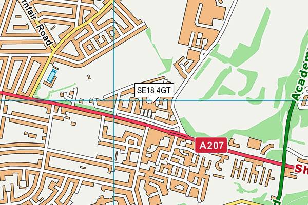 SE18 4GT map - OS VectorMap District (Ordnance Survey)