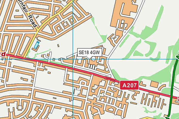 SE18 4GW map - OS VectorMap District (Ordnance Survey)