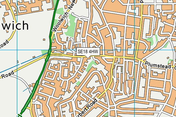 SE18 4HW map - OS VectorMap District (Ordnance Survey)