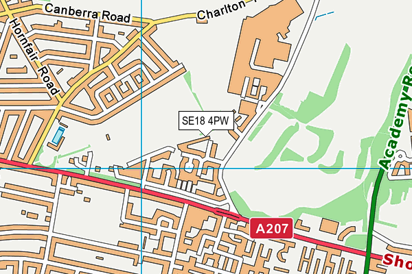 SE18 4PW map - OS VectorMap District (Ordnance Survey)
