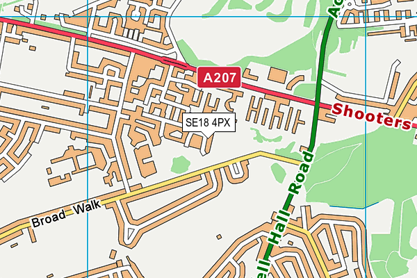 SE18 4PX map - OS VectorMap District (Ordnance Survey)