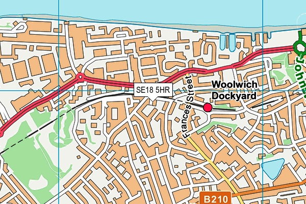 SE18 5HR map - OS VectorMap District (Ordnance Survey)