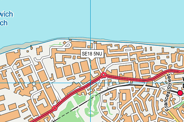 SE18 5NU map - OS VectorMap District (Ordnance Survey)