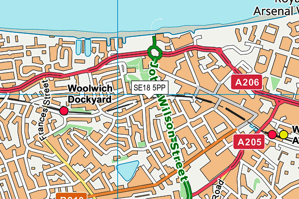 SE18 5PP map - OS VectorMap District (Ordnance Survey)