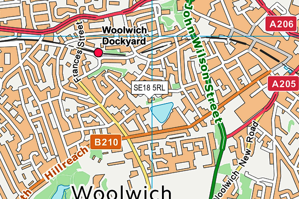 SE18 5RL map - OS VectorMap District (Ordnance Survey)