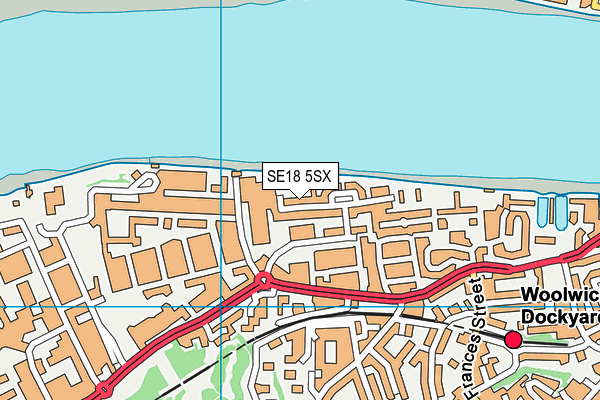 SE18 5SX map - OS VectorMap District (Ordnance Survey)