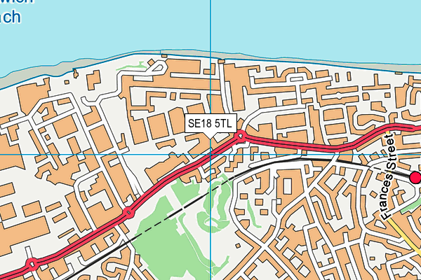 SE18 5TL map - OS VectorMap District (Ordnance Survey)
