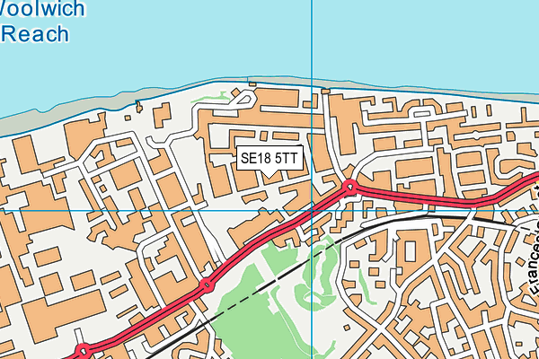 SE18 5TT map - OS VectorMap District (Ordnance Survey)