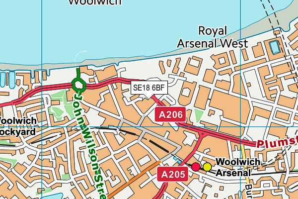 SE18 6BF map - OS VectorMap District (Ordnance Survey)