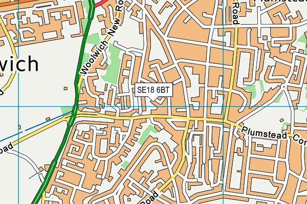 SE18 6BT map - OS VectorMap District (Ordnance Survey)