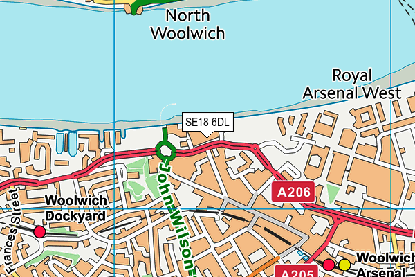 Waterfront Leisure Centre map (SE18 6DL) - OS VectorMap District (Ordnance Survey)