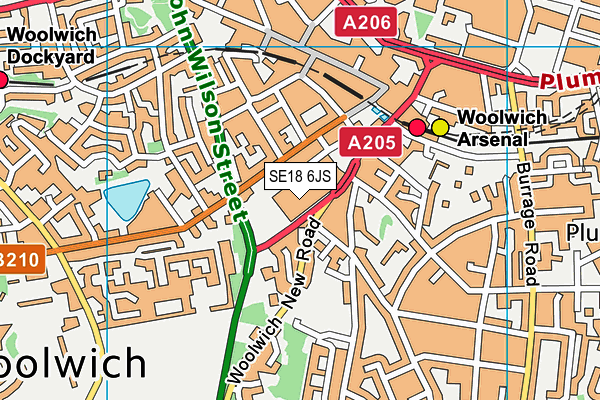 SE18 6JS map - OS VectorMap District (Ordnance Survey)