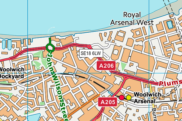 Better Gym (Woolwich) (Closed) map (SE18 6LW) - OS VectorMap District (Ordnance Survey)