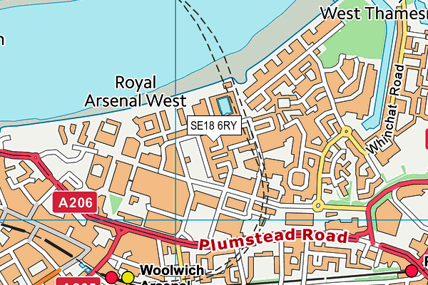 SE18 6RY map - OS VectorMap District (Ordnance Survey)