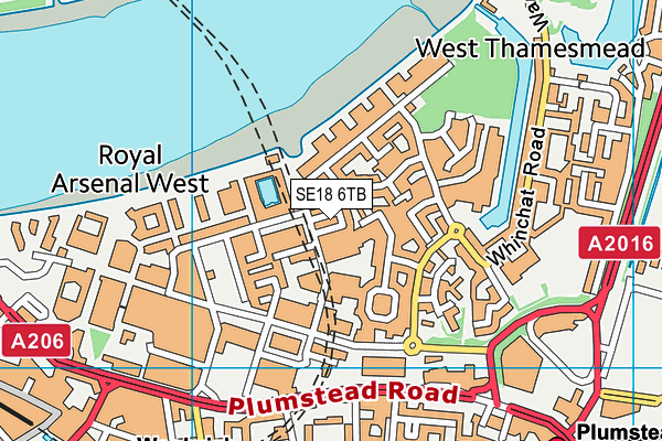 SE18 6TB map - OS VectorMap District (Ordnance Survey)
