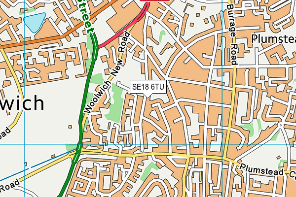 SE18 6TU map - OS VectorMap District (Ordnance Survey)