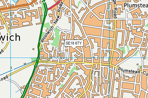 SE18 6TY map - OS VectorMap District (Ordnance Survey)