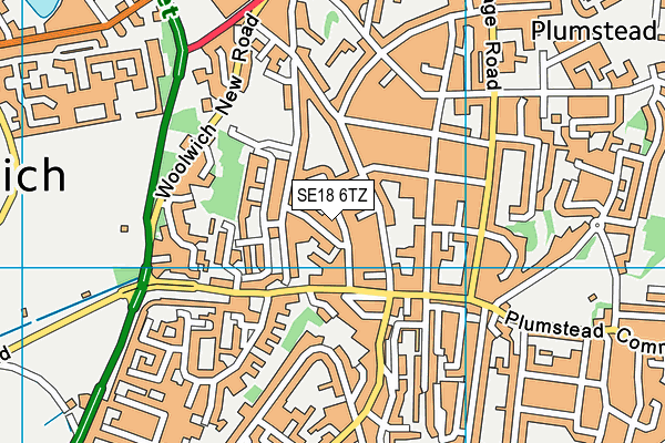 SE18 6TZ map - OS VectorMap District (Ordnance Survey)