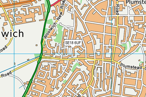 SE18 6UF map - OS VectorMap District (Ordnance Survey)