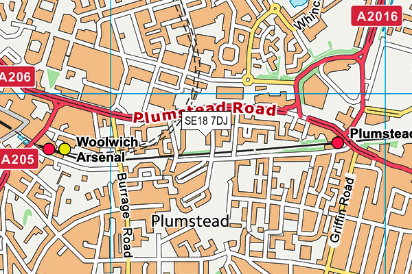 SE18 7DJ map - OS VectorMap District (Ordnance Survey)