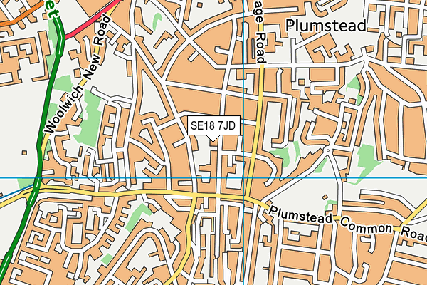 SE18 7JD map - OS VectorMap District (Ordnance Survey)