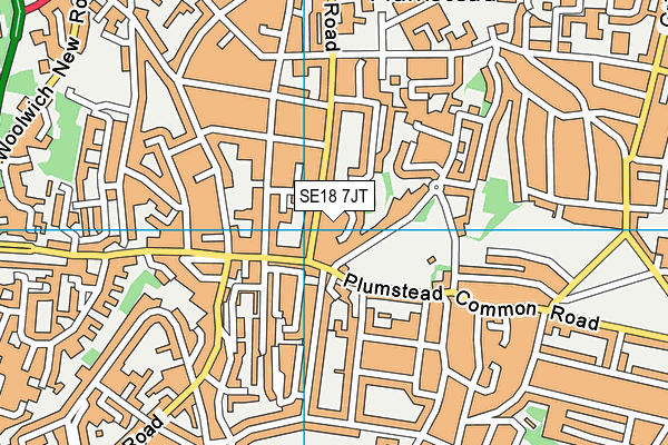 SE18 7JT map - OS VectorMap District (Ordnance Survey)