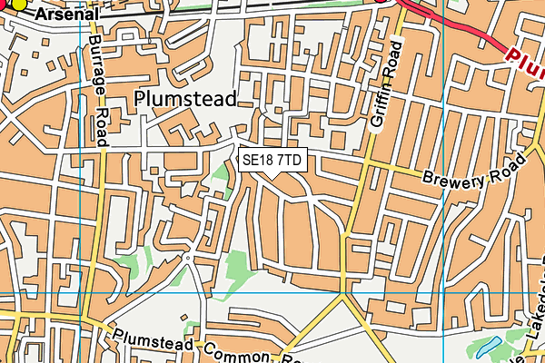 SE18 7TD map - OS VectorMap District (Ordnance Survey)