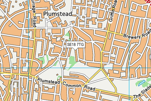 SE18 7TG map - OS VectorMap District (Ordnance Survey)