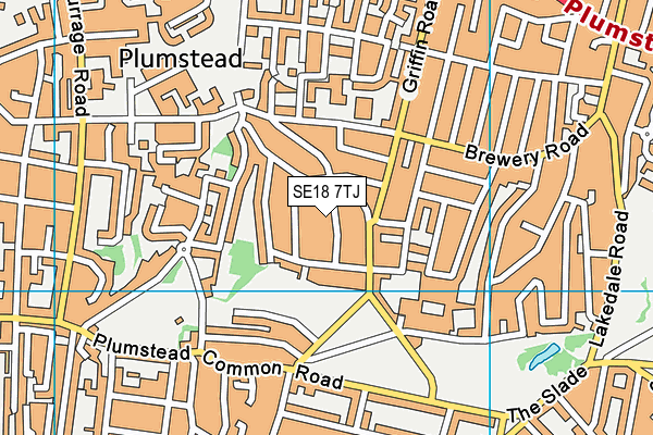 SE18 7TJ map - OS VectorMap District (Ordnance Survey)